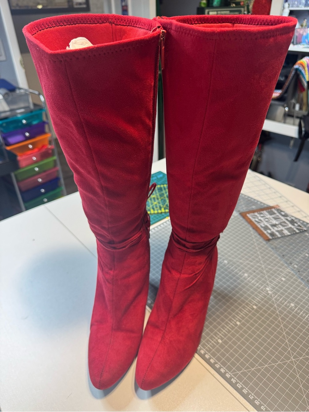 Over-the-Knee Red Pointed-Toe Women's Boots